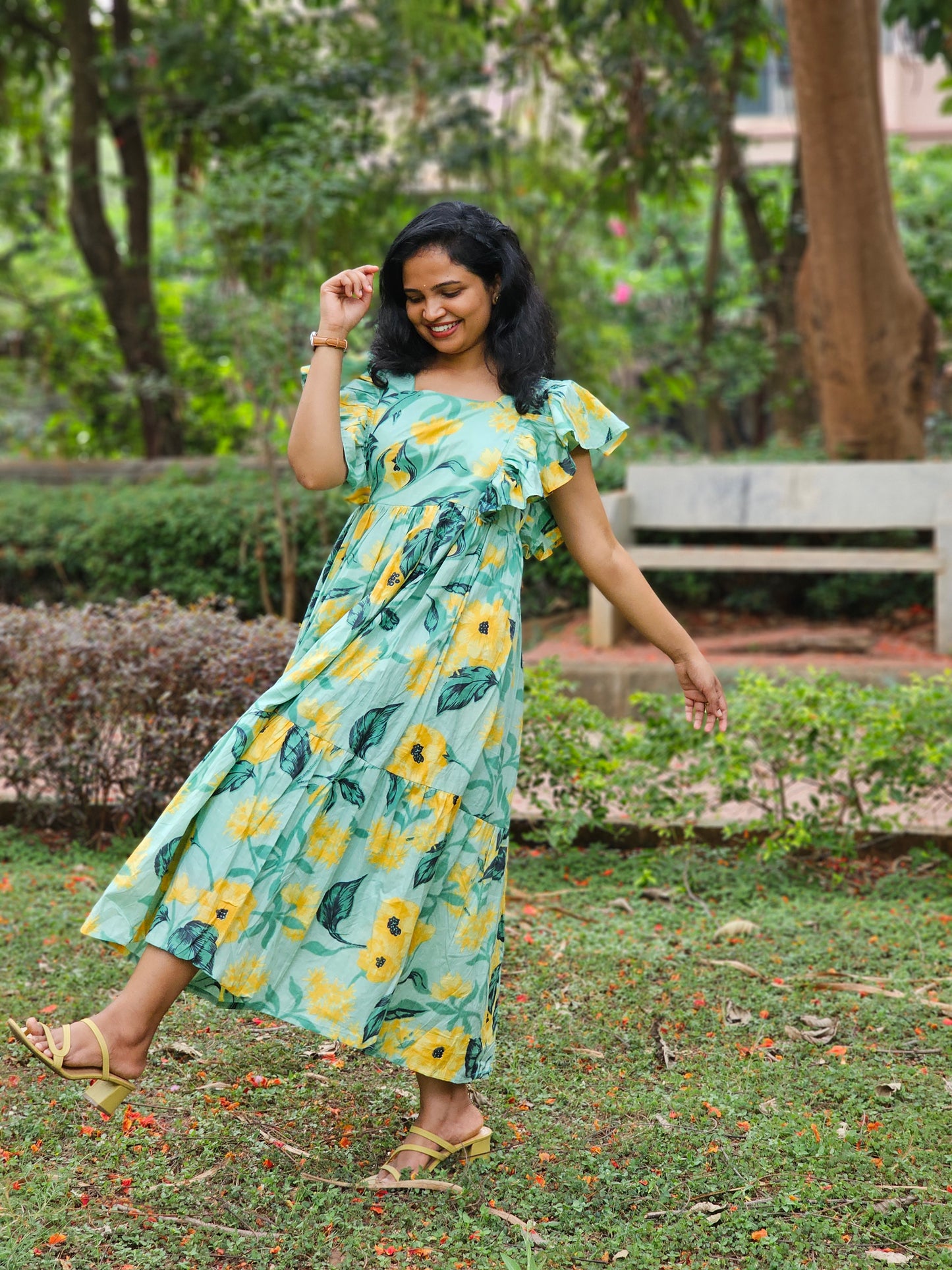 Floral Splash Tiered Dress