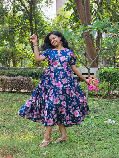 Bougainvillea Whirl 3 Tier Dress