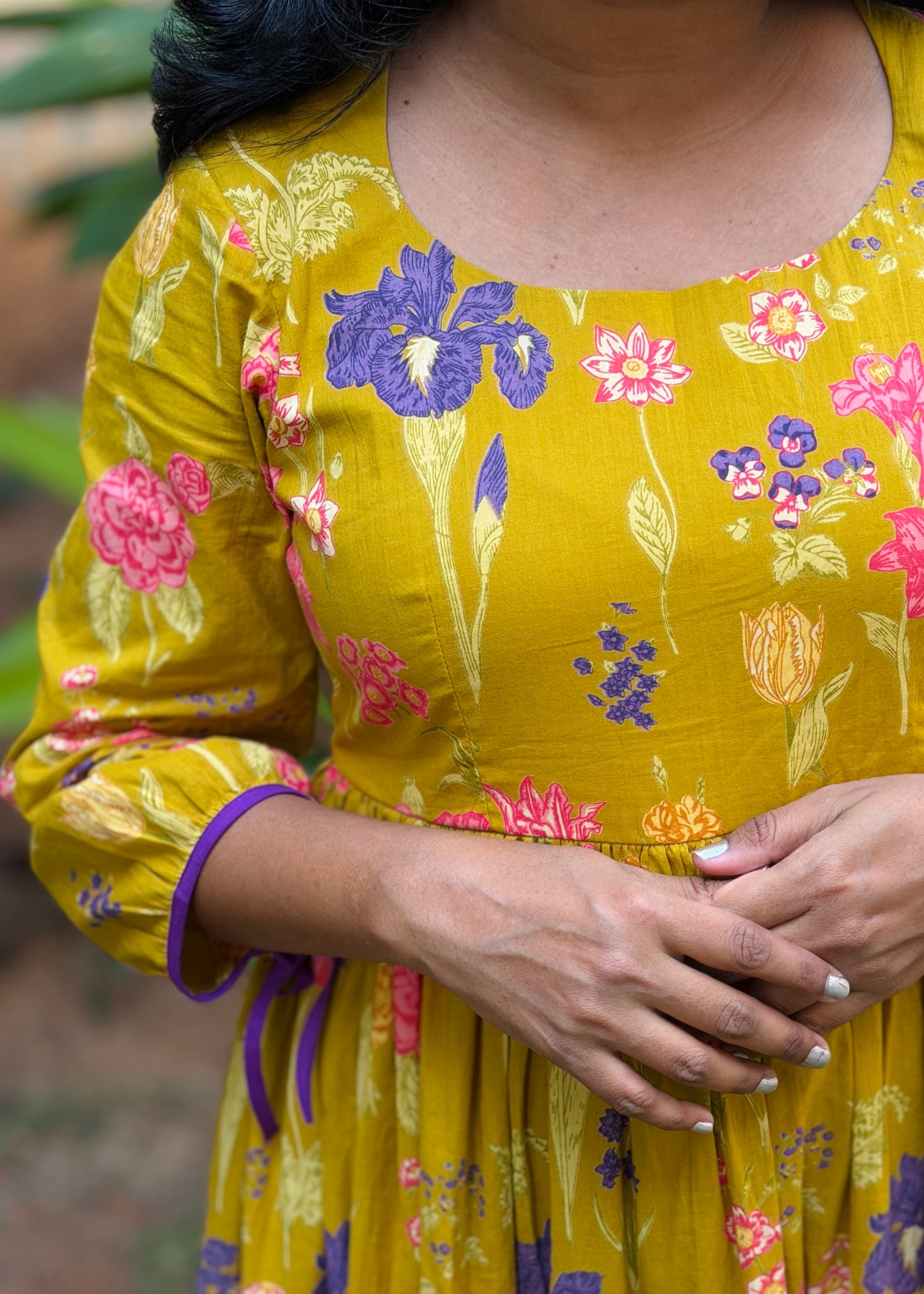 Gia Cotton Maxi Dress — Yellow Floral Print