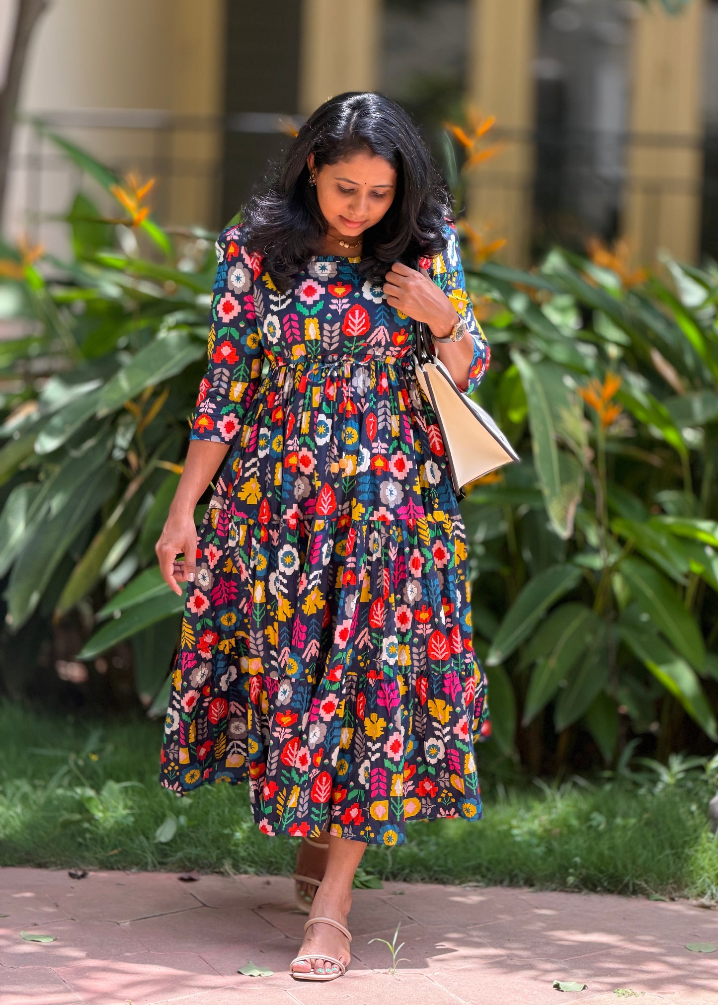 Mosaic Cotton Tiered Dress
