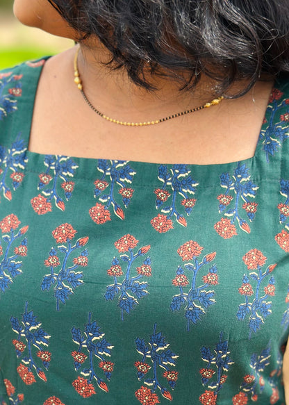 Bottle Green Floral Kali dress