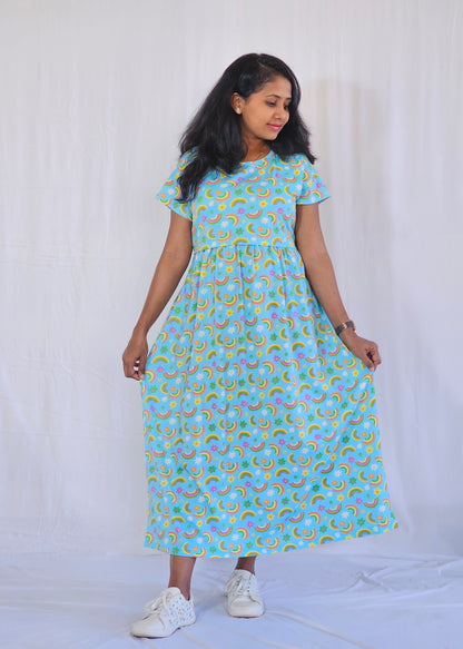 Mint Rainbow Printed Maternity & Feeding Loungewear