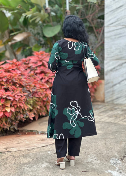 Black Petal Kurta Set