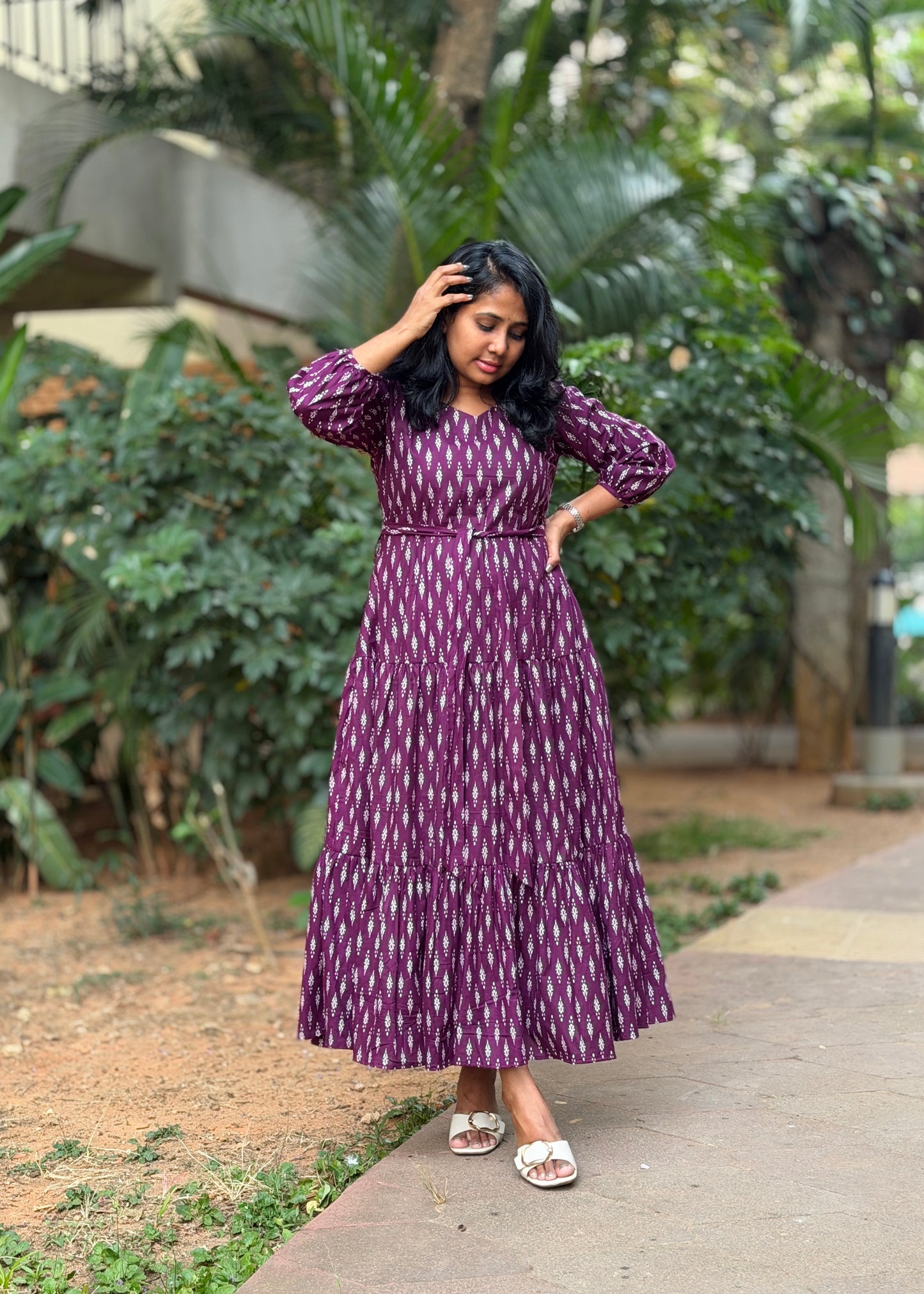 Aria Maxi Dress — Purple Ikat Print