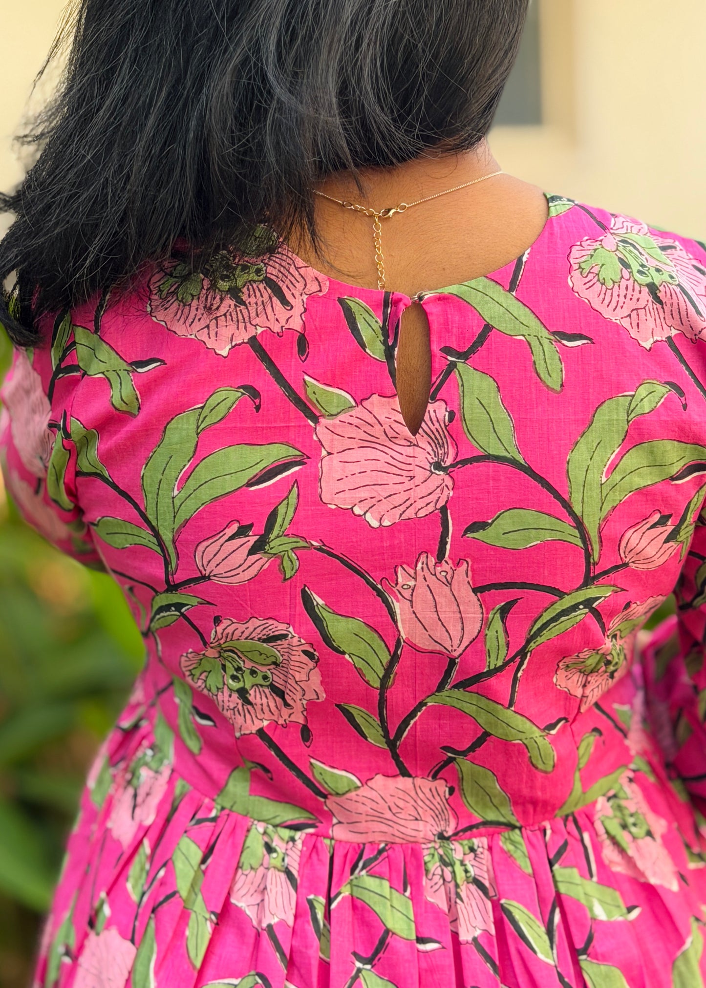 Rosa Cotton Maxi Dress — Pink Floral Print