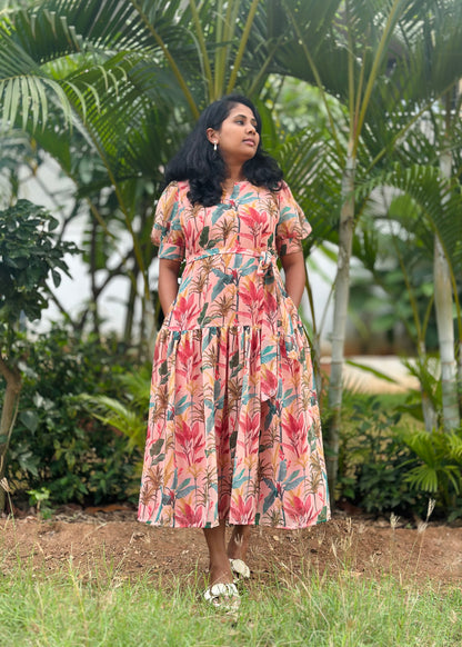 Peach Palm  A- line dress