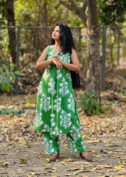 Vrinda Green A line Co-Ord Kurta Set