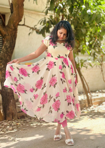 Gulabi Bloom Floral Print Anarkali