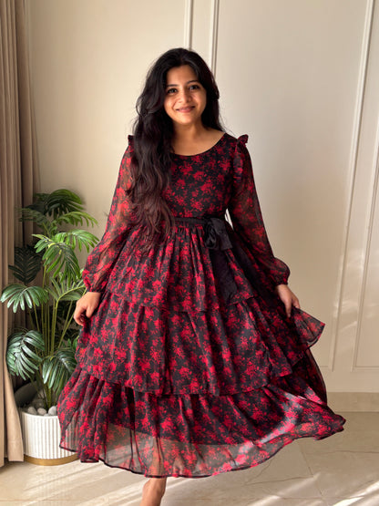 Allison Black 3 layered Dress