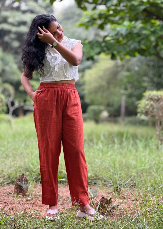 Cotton Pants- Rust