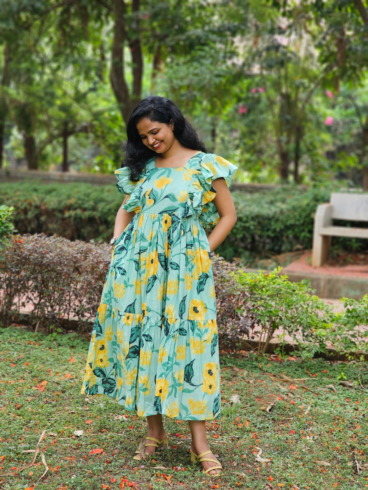 Floral Splash Tiered Dress