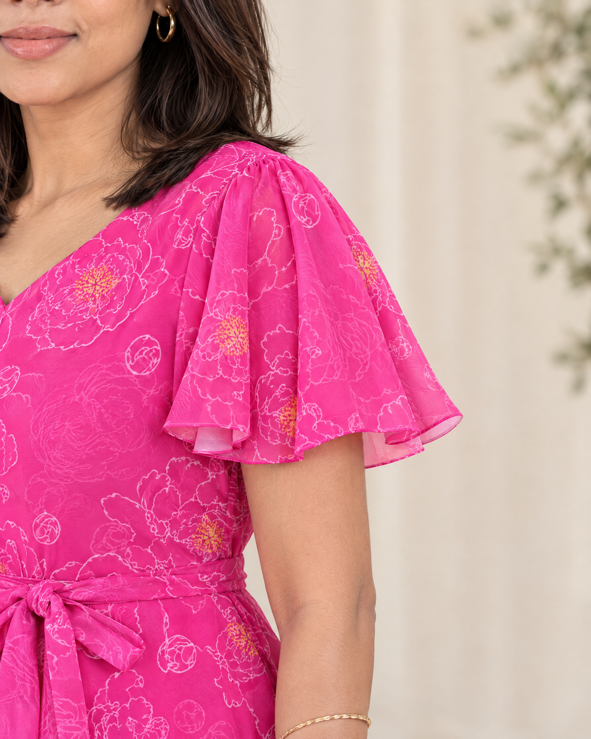 Fuchsia Flair Floral Flared Dress