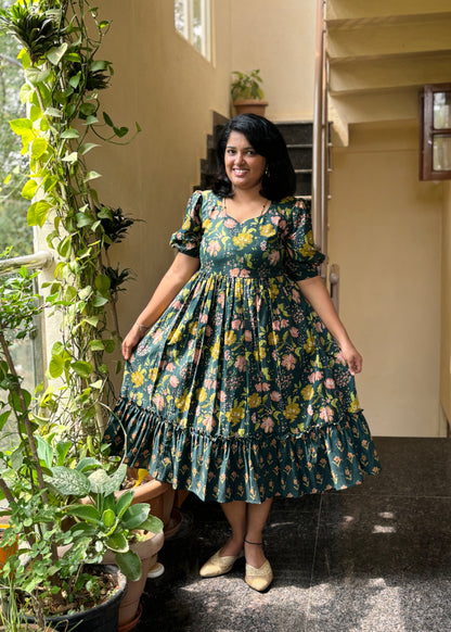 Elisa Floral Cotton Midi Dress