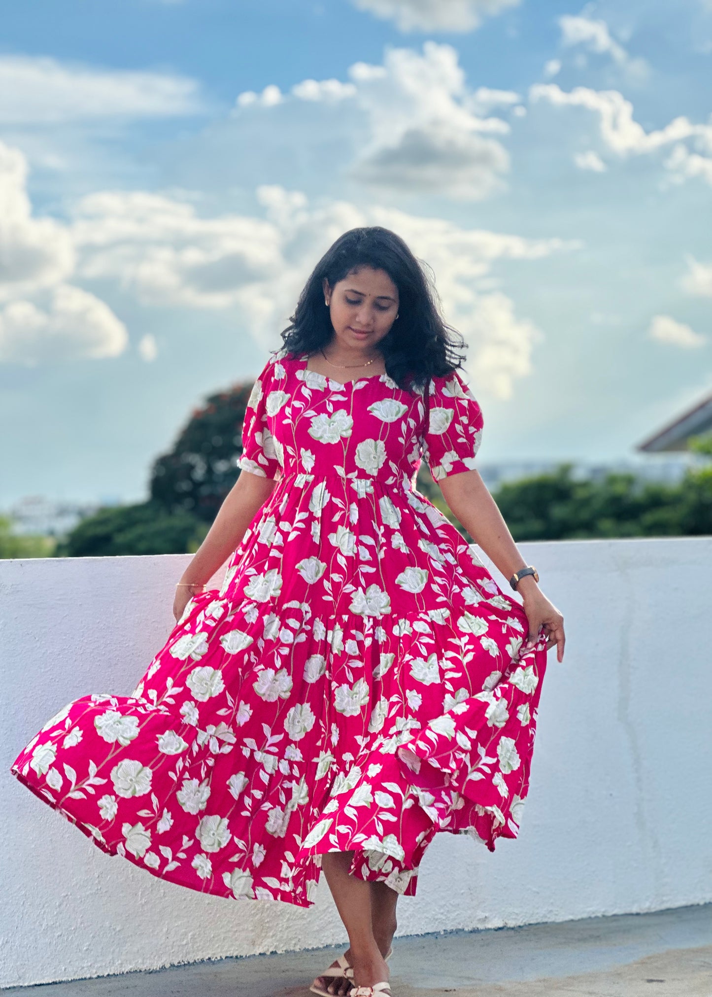 Fuchsia 3 tier dress-Immediate Dispatch