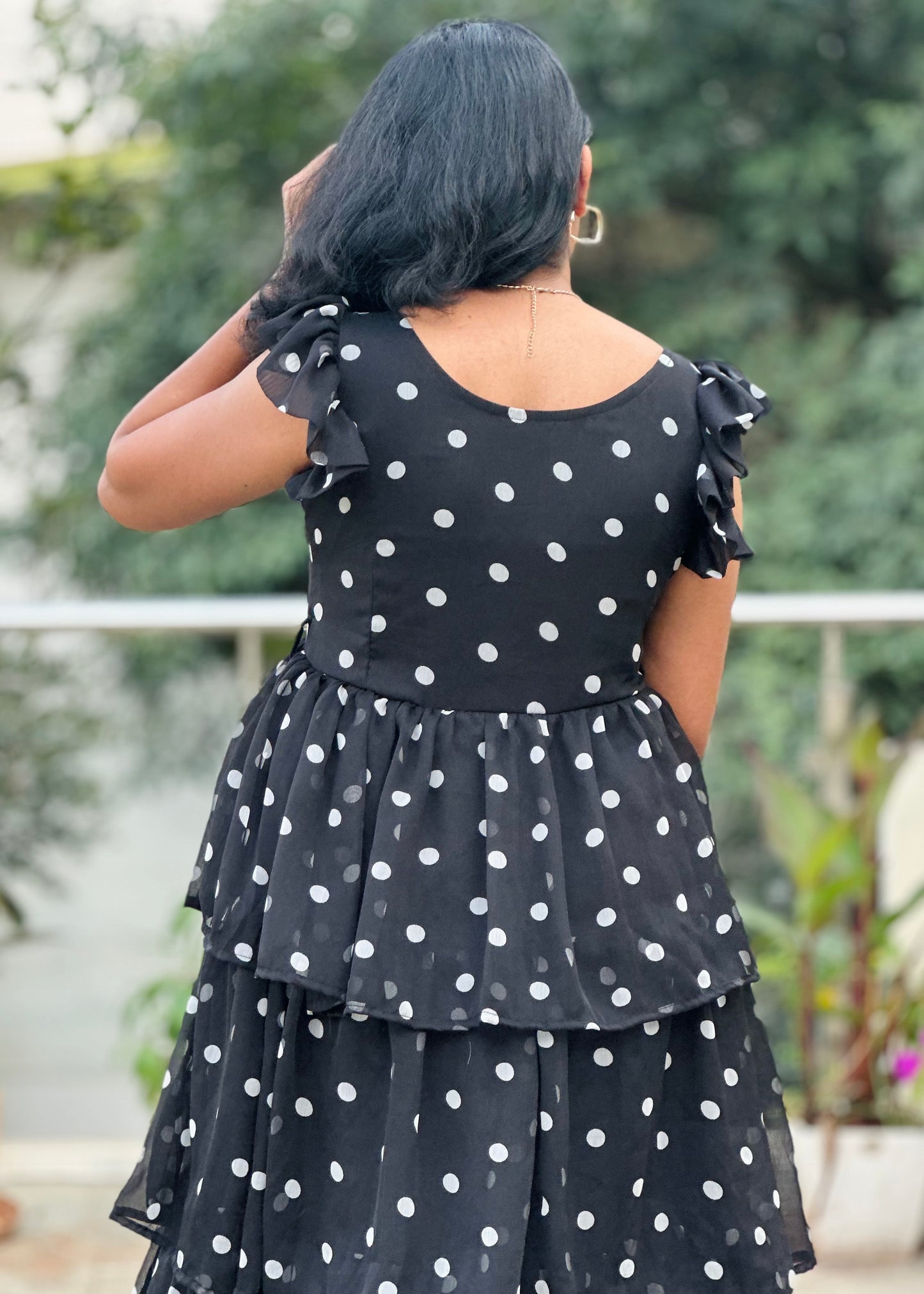 Luna dot 3 layered midi dress