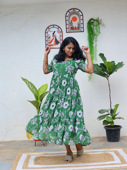 Green 3 tiered Dress