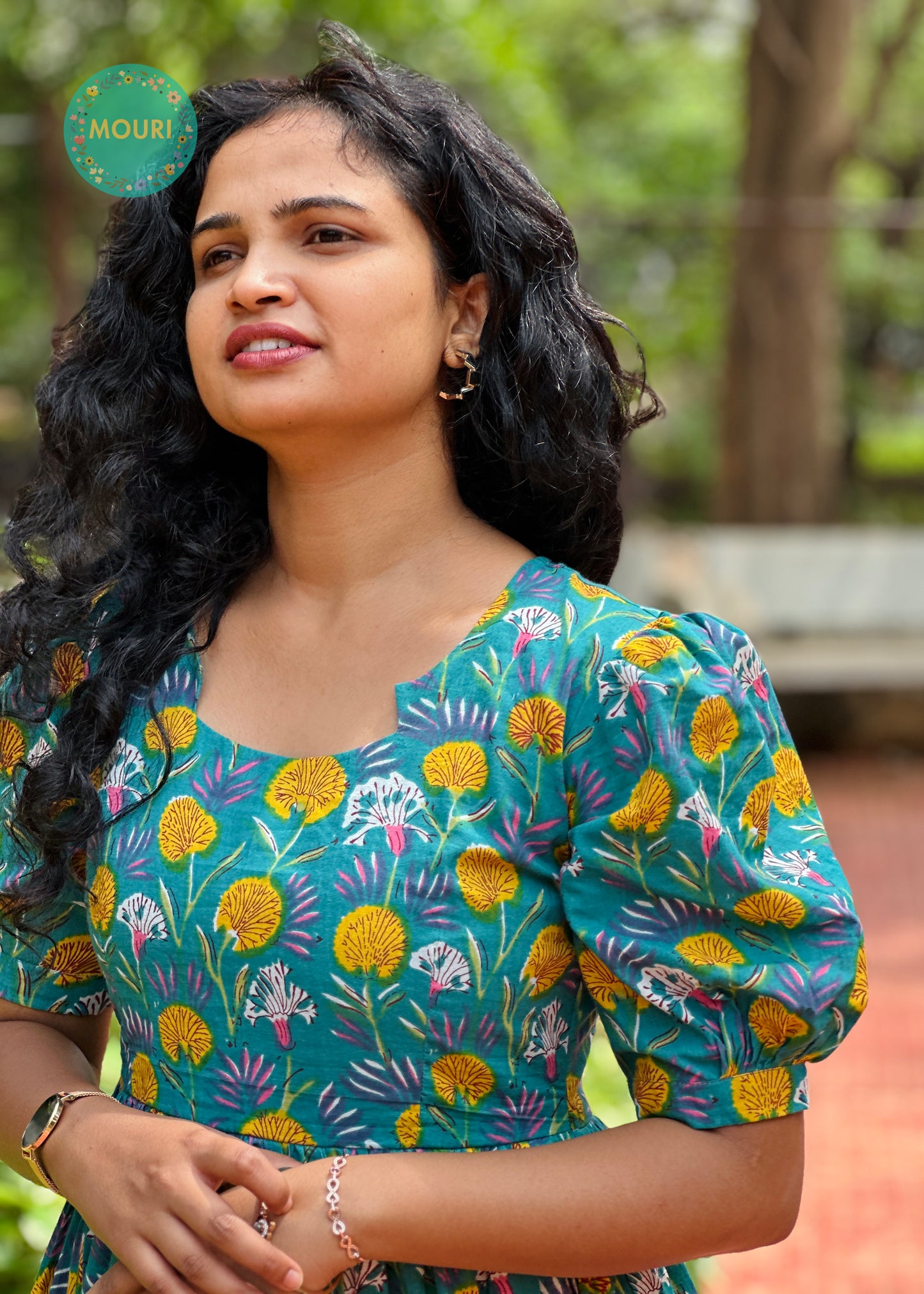 Autumn Floral Cotton 3 Tier Maxi Dress