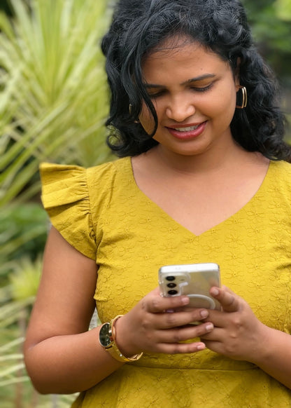 Mustard Hakoba peplum Short Top