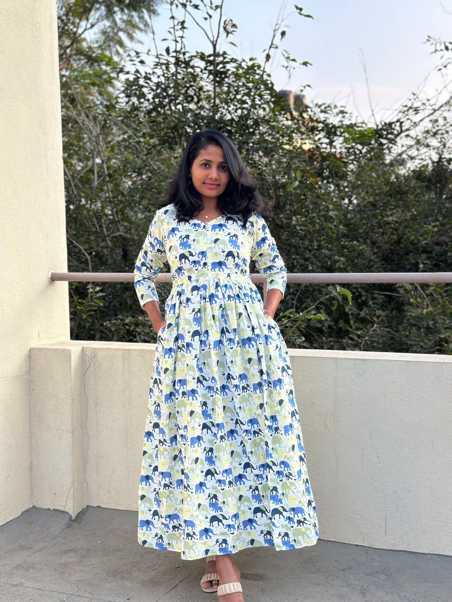 Haathi White Cotton Maxi Dress