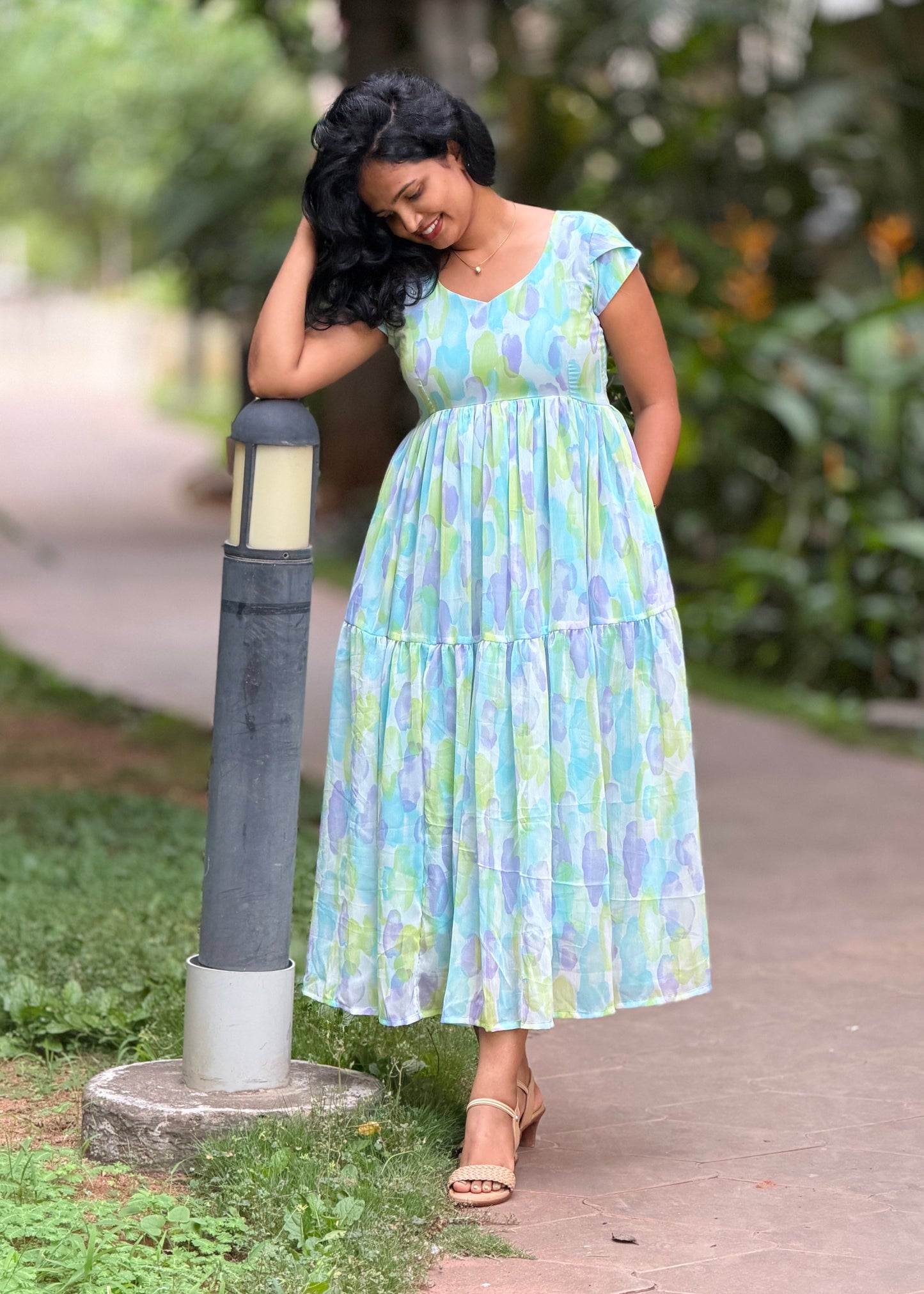Elara Tiered Chiffon Dress