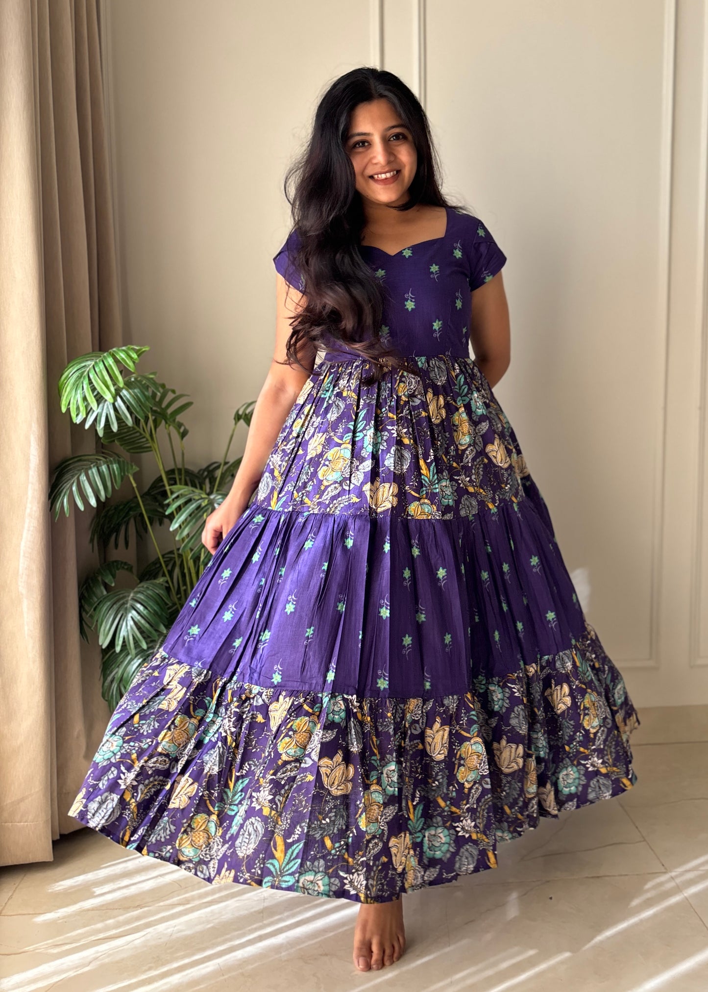 Violette Cotton Tiered Midi Dress