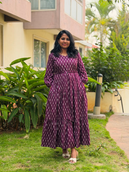 Aria Maxi Dress — Purple Ikat Print