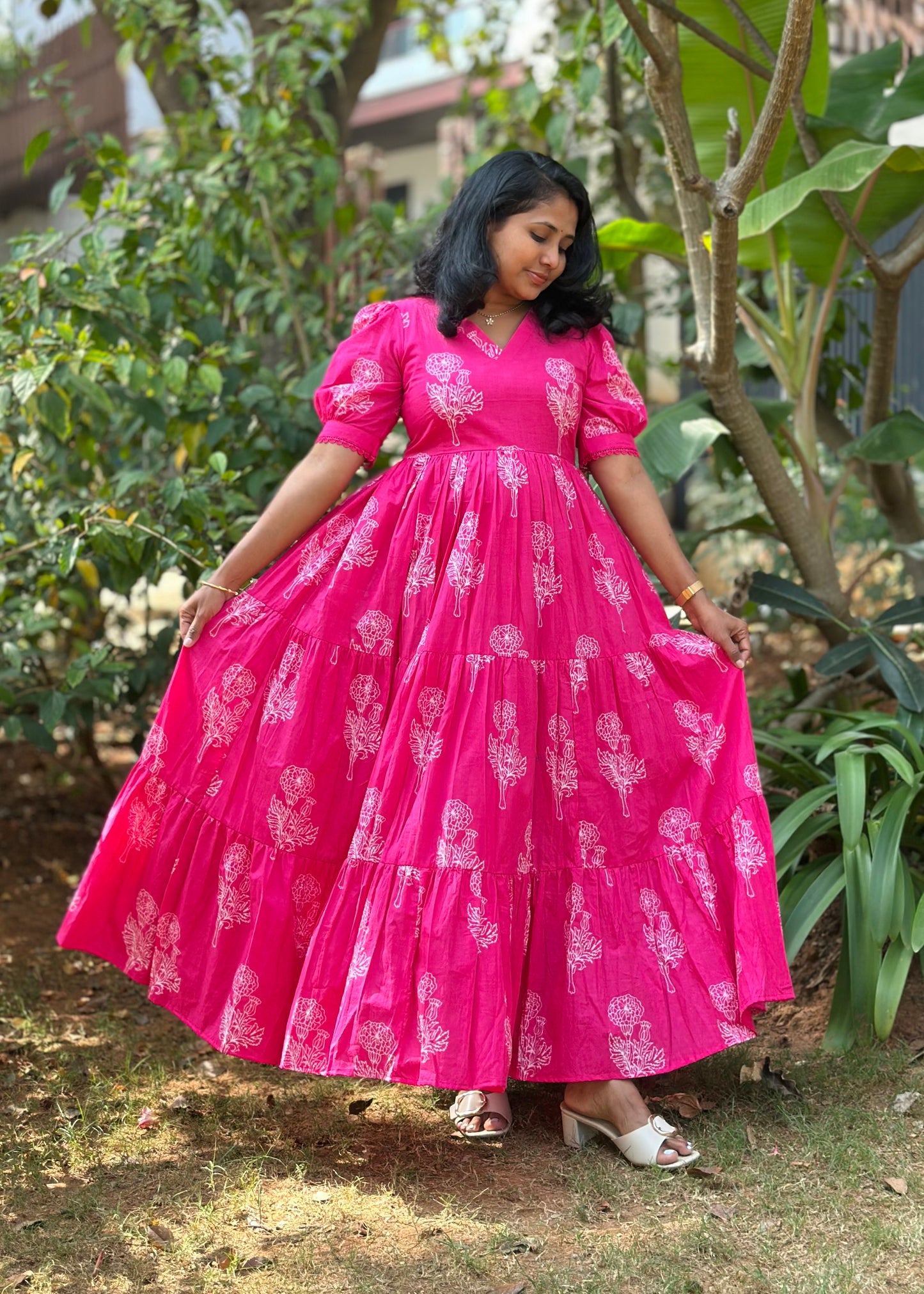 Pink Petal Flare Maxi Dress