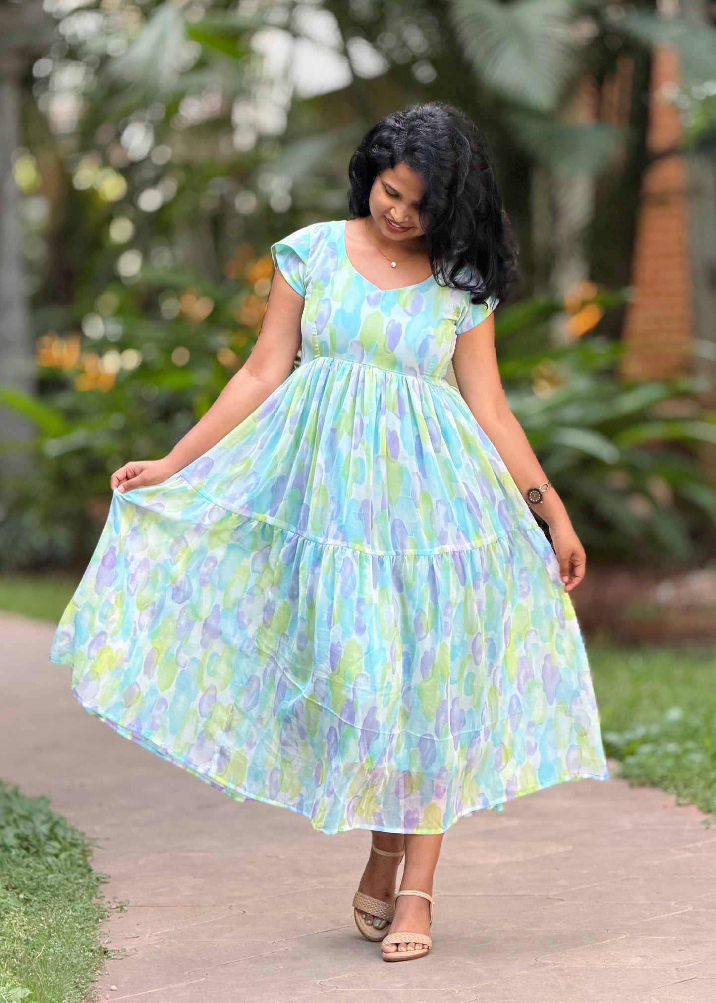 Elara Tiered Chiffon Dress