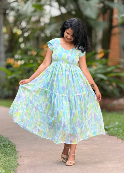 Elara Tiered Chiffon Dress