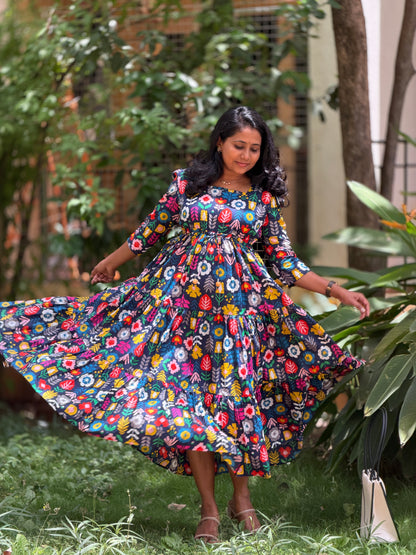 Mosaic Cotton Tiered Dress