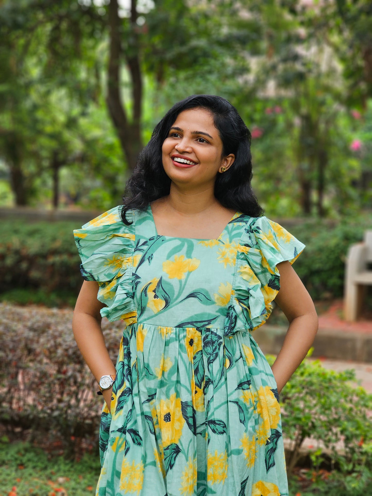 Floral Splash Tiered Dress