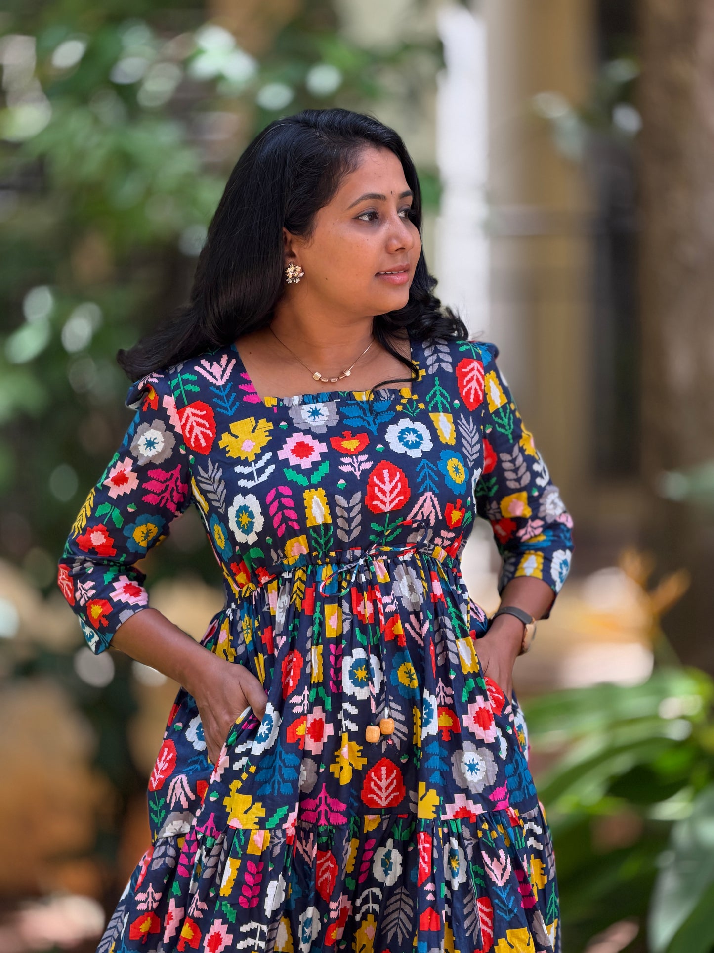 Mosaic Cotton Tiered Dress