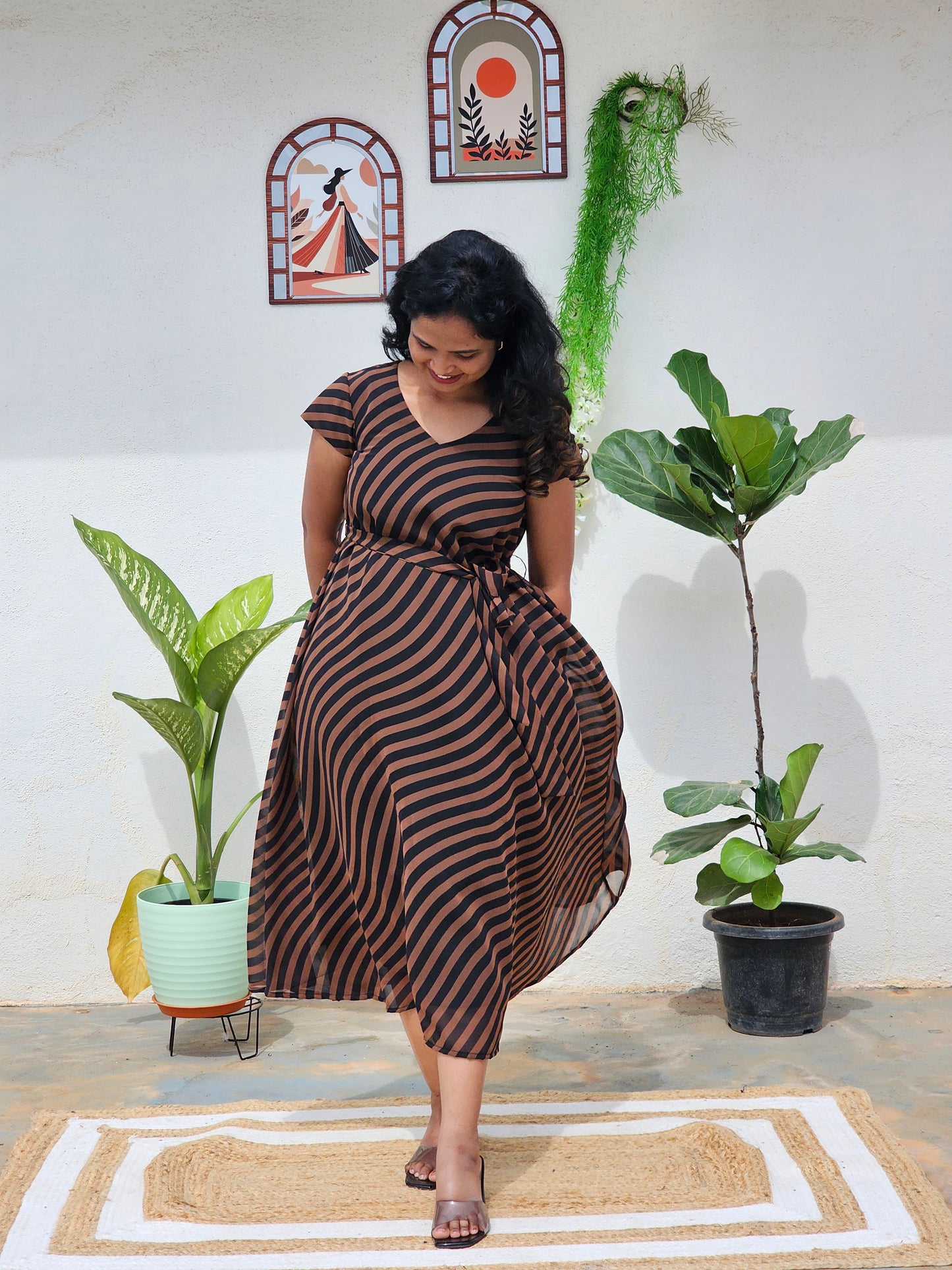 Striped black dress