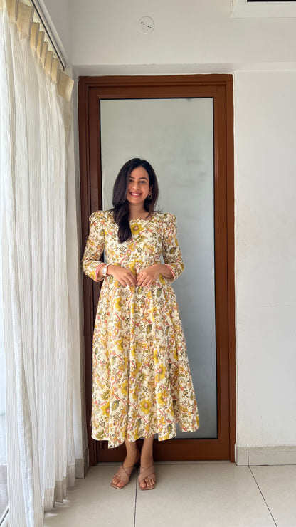 Yellow Floral Kali dress-Immediate Dispatch