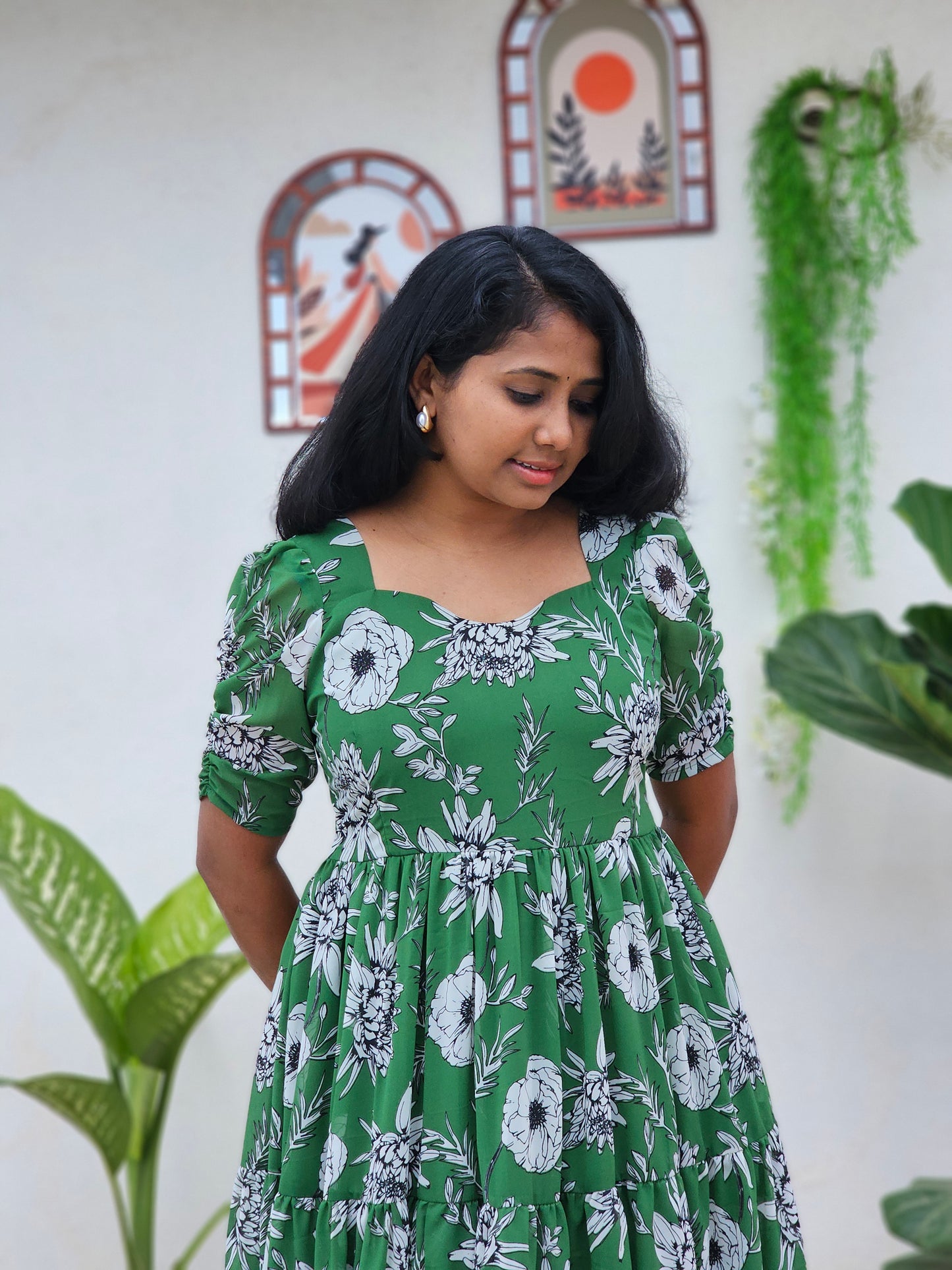 Green 3 tiered Dress