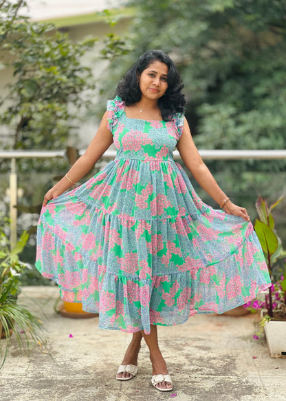 Spring garden midi dress