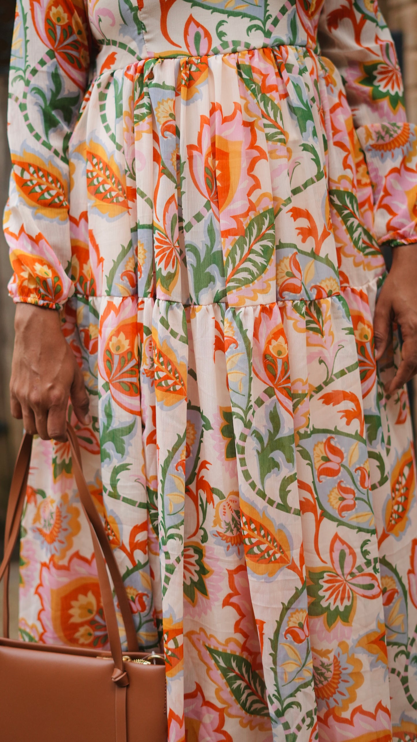 Autumn Lotus Midi Dress- Immediate Dispatch