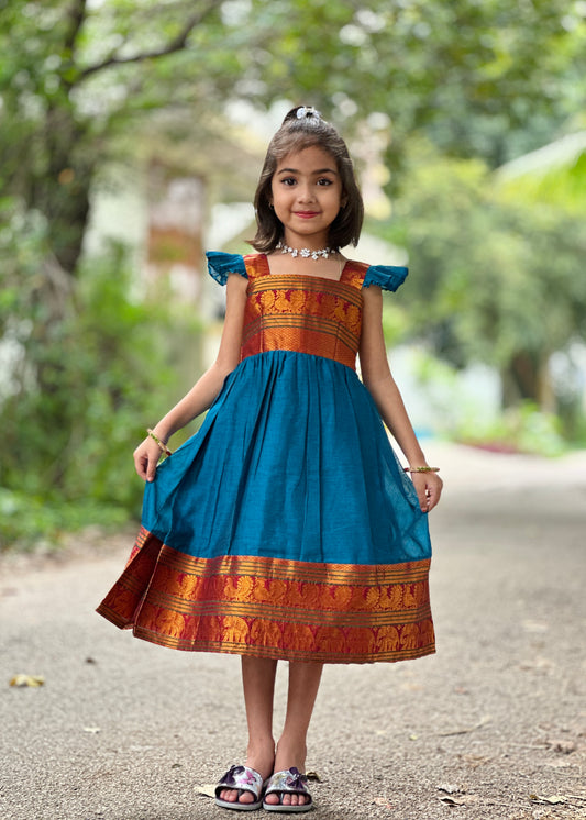 Anvi Blue Ethnic Baby Frock