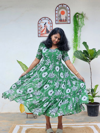 Green 3 tiered Dress