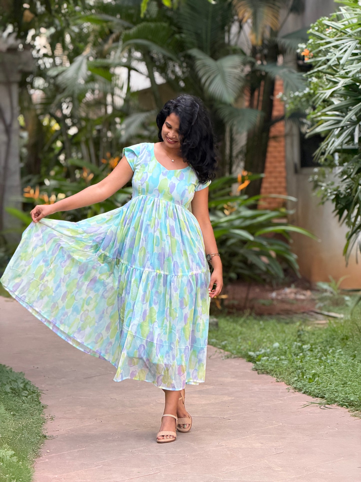 Elara Tiered Chiffon Dress