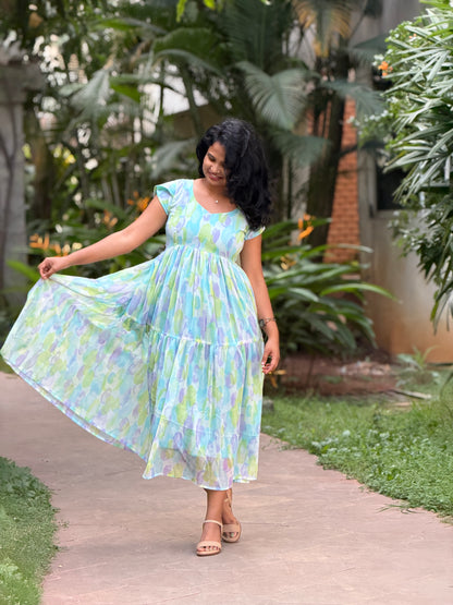 Elara Tiered Chiffon Dress