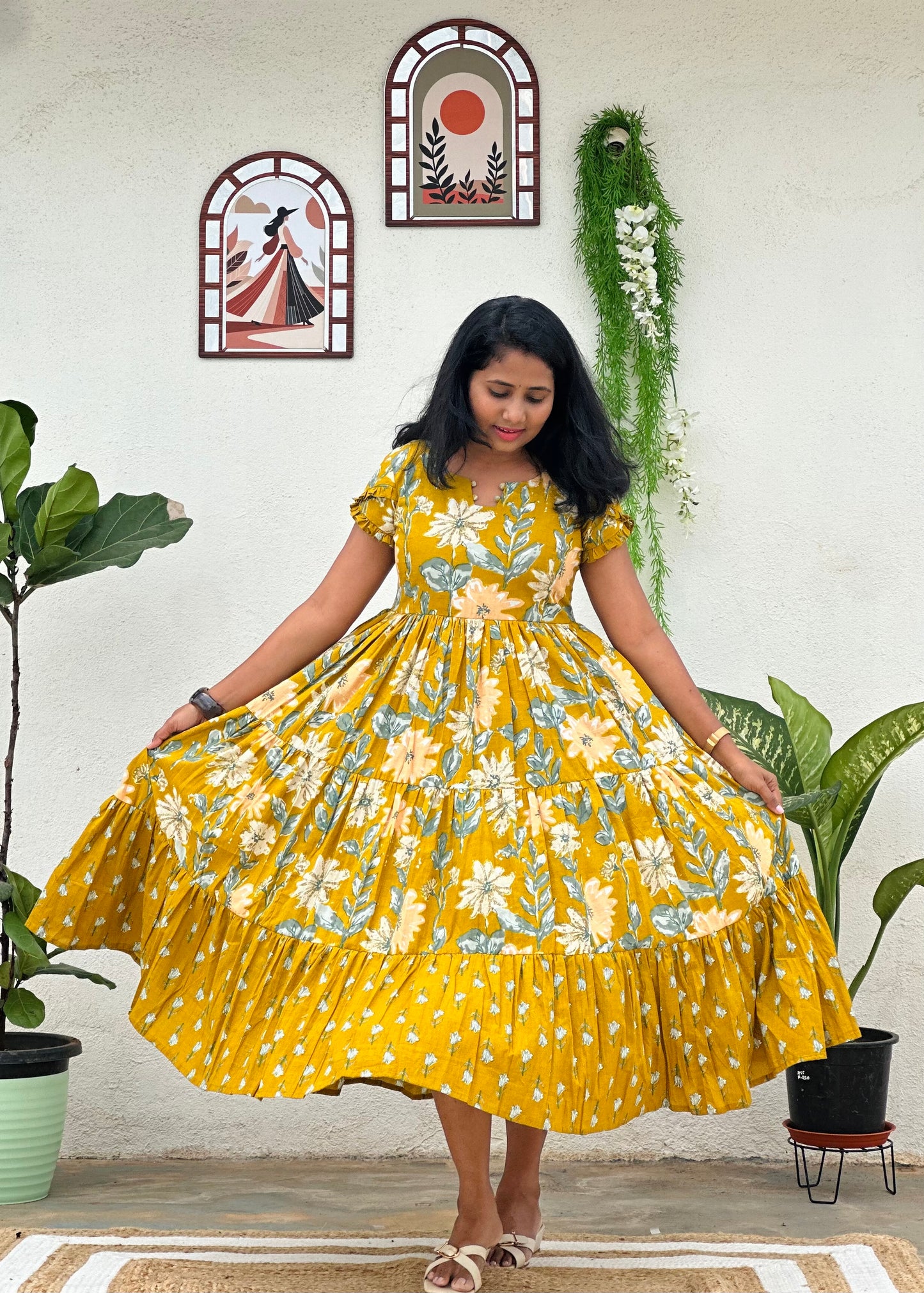 Mustard Meadow 3 tier dress