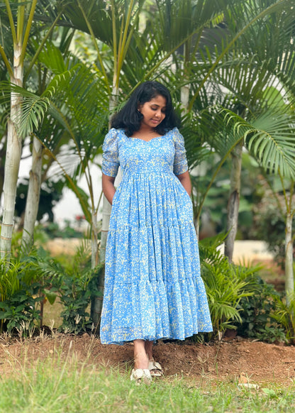 Neelima Skyblue 3 tiered Dress
