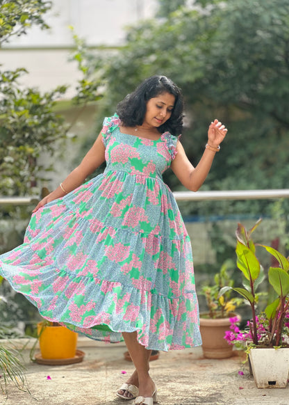 Spring garden midi dress