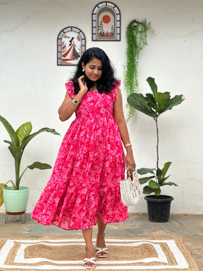Pink floral dress