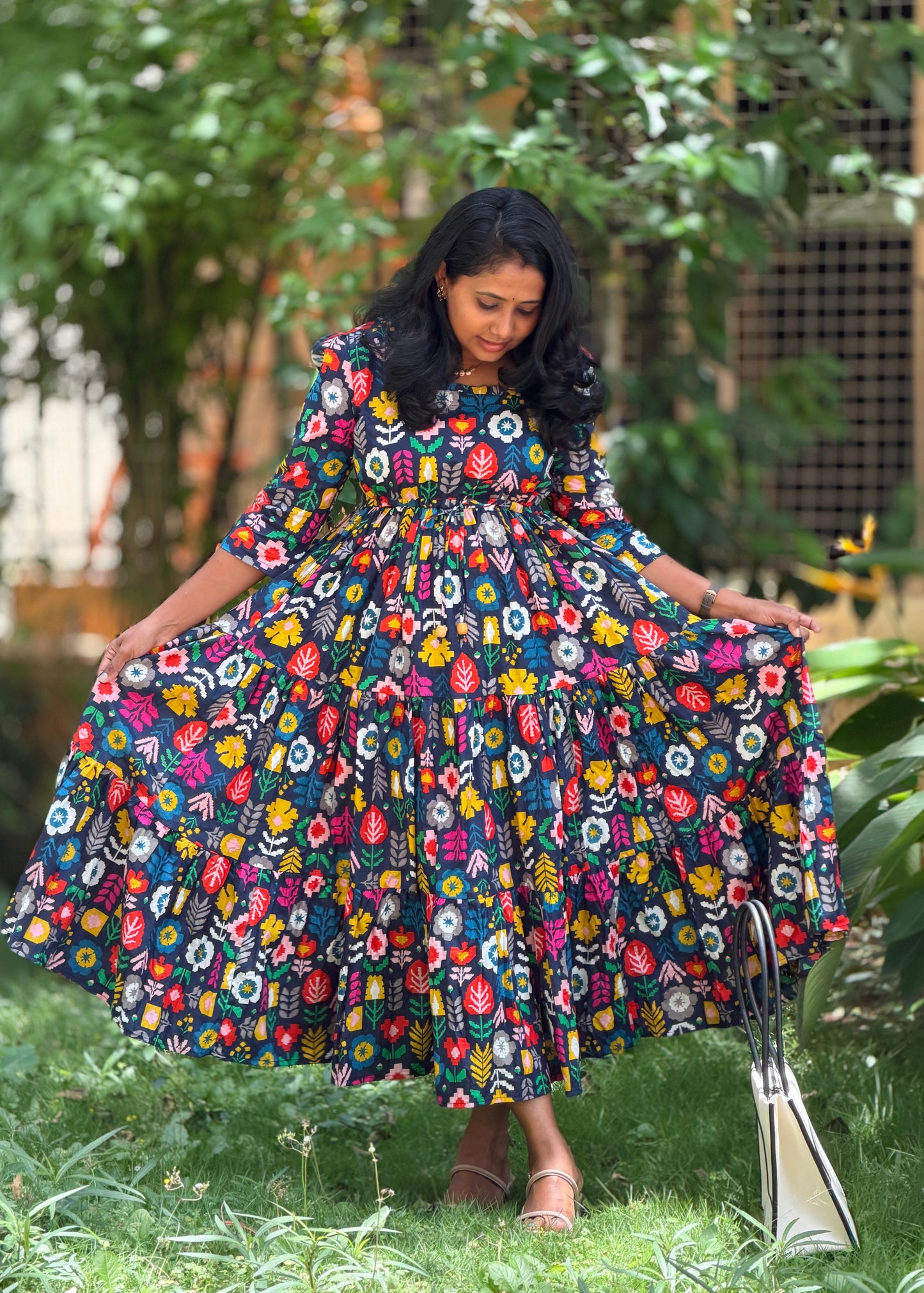 Mosaic Cotton Tiered Dress