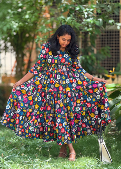 Mosaic Cotton Tiered Dress