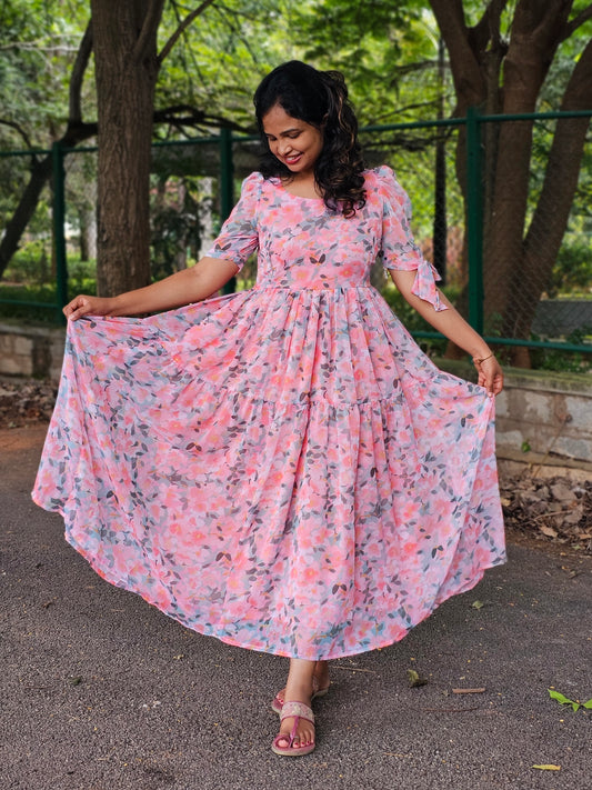 Rosy Reverie tiered dress