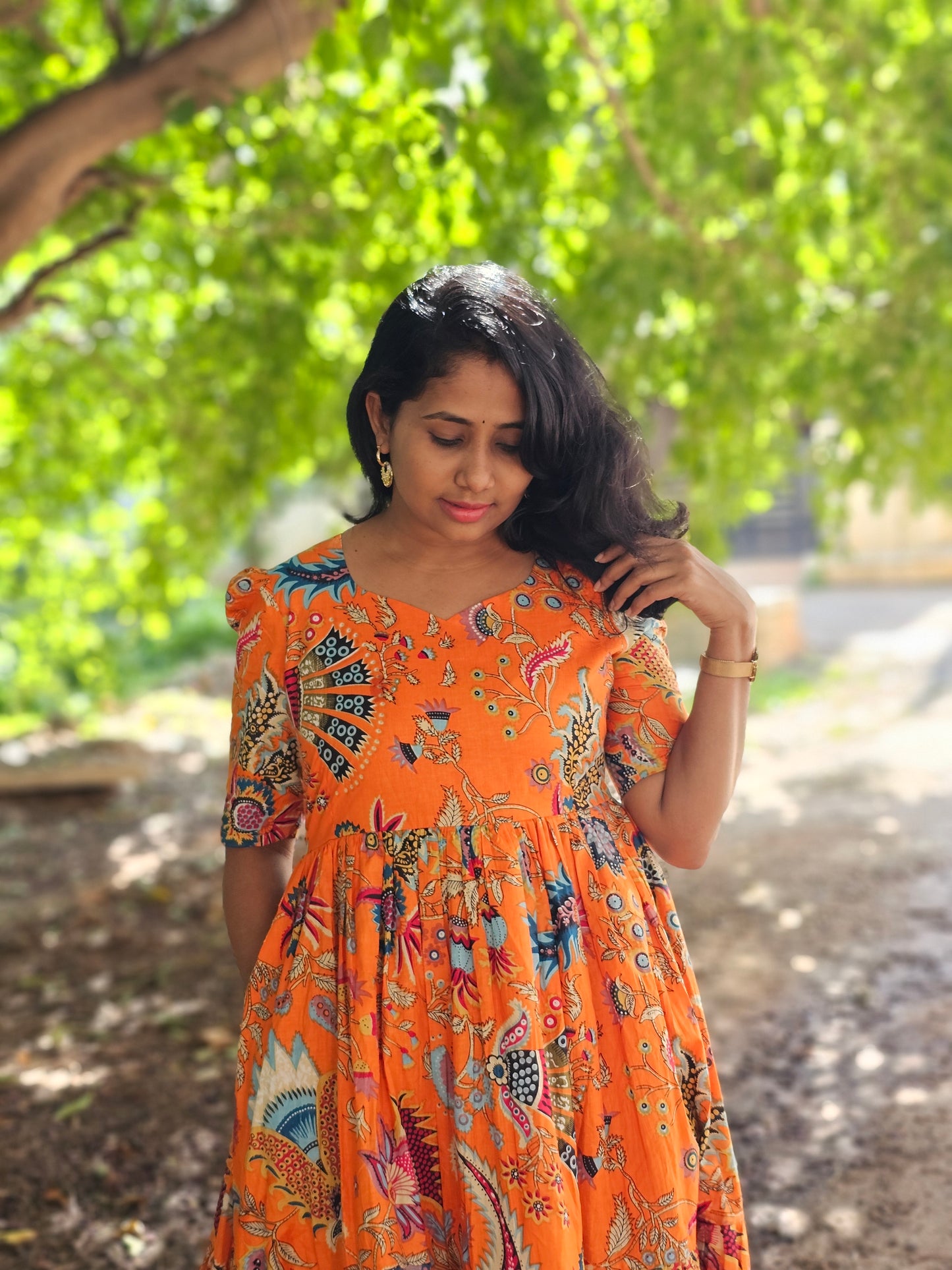 Marigold Cotton Midi Dress