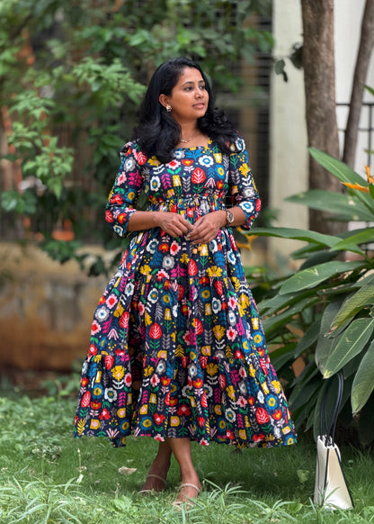 Mosaic Cotton Tiered Dress